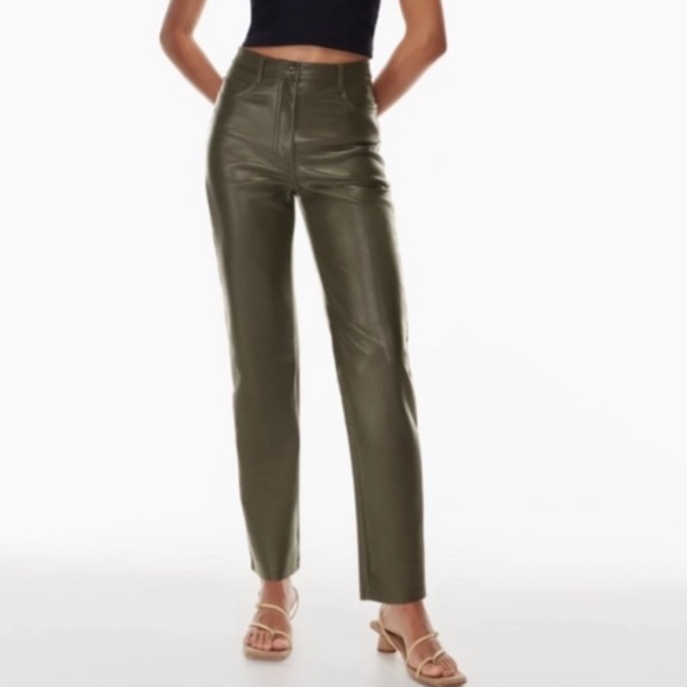 Wilfred The Melina Faux Leather Vegan Olive Green Pants